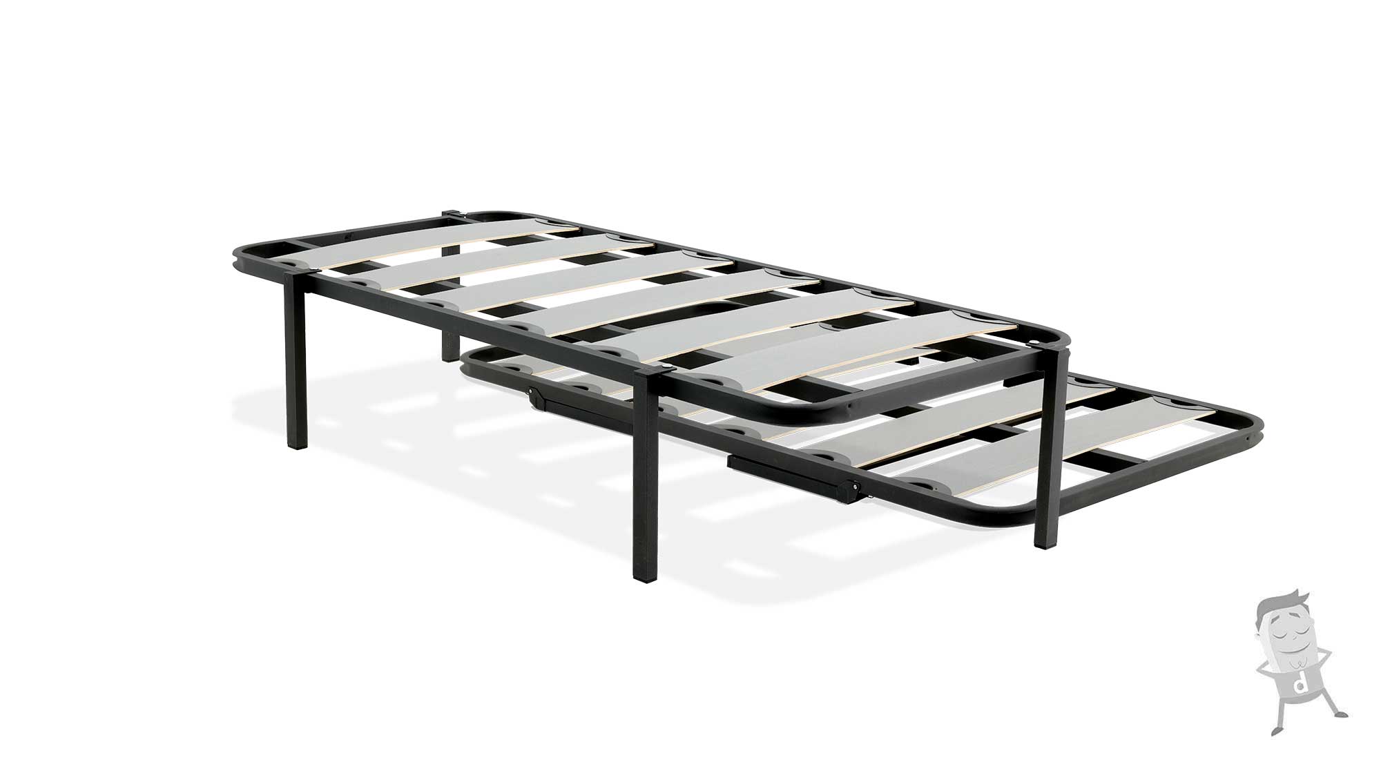 4 patas para cama/somier en acero H. 25 cm 30x30 color negro con ruedas