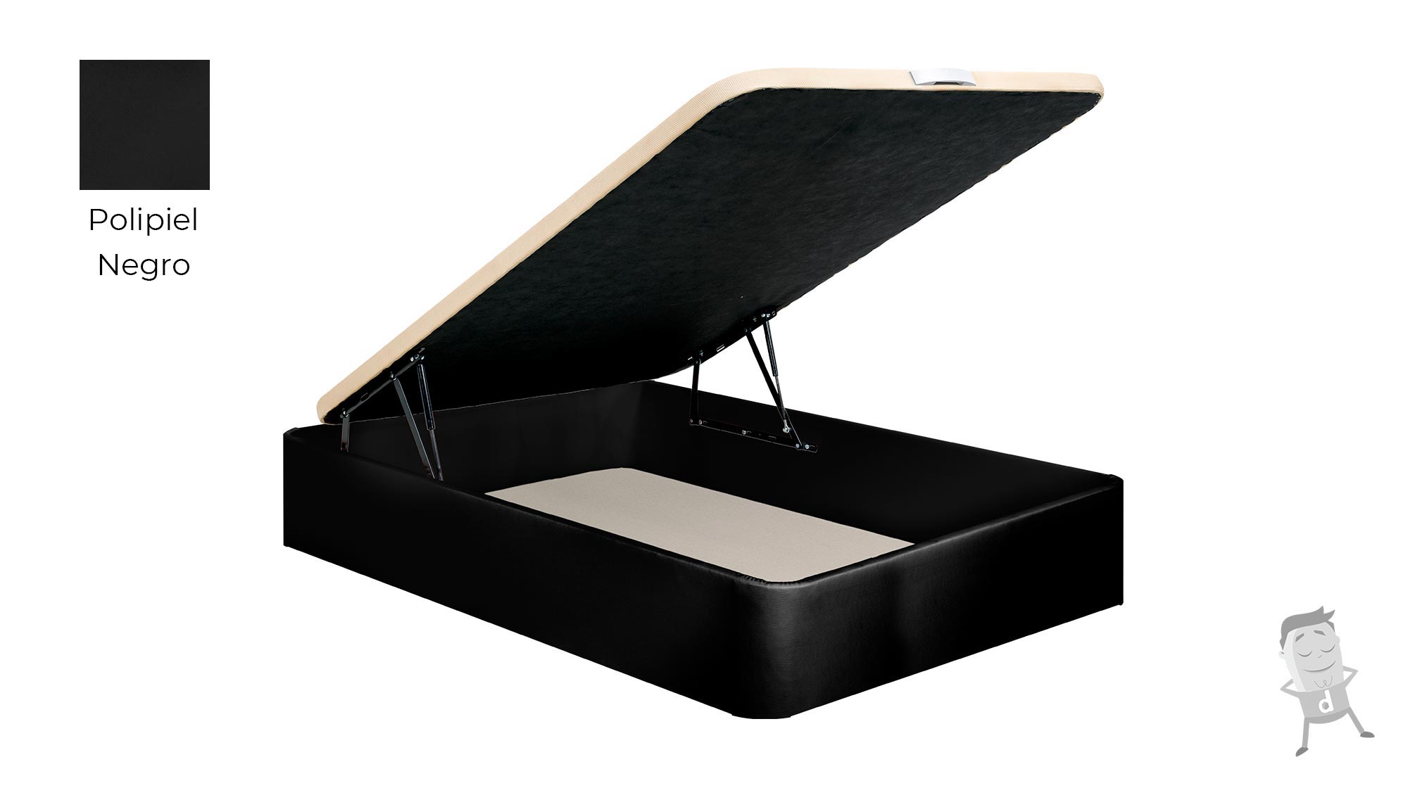 Canapé abatible, gran capacidad y alta durabilidad, negro, 180x190 Storage  bed