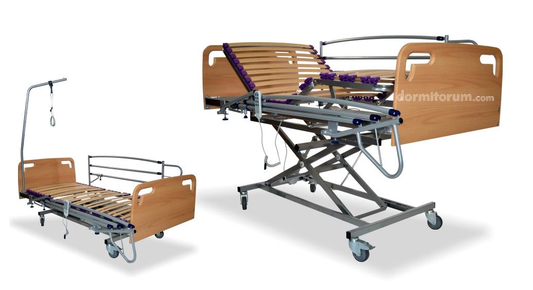 Cama hospitalaria con carro elevador