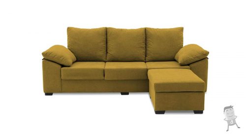 Sofa pequeño con chaise longue independiente Ceo color mostaza