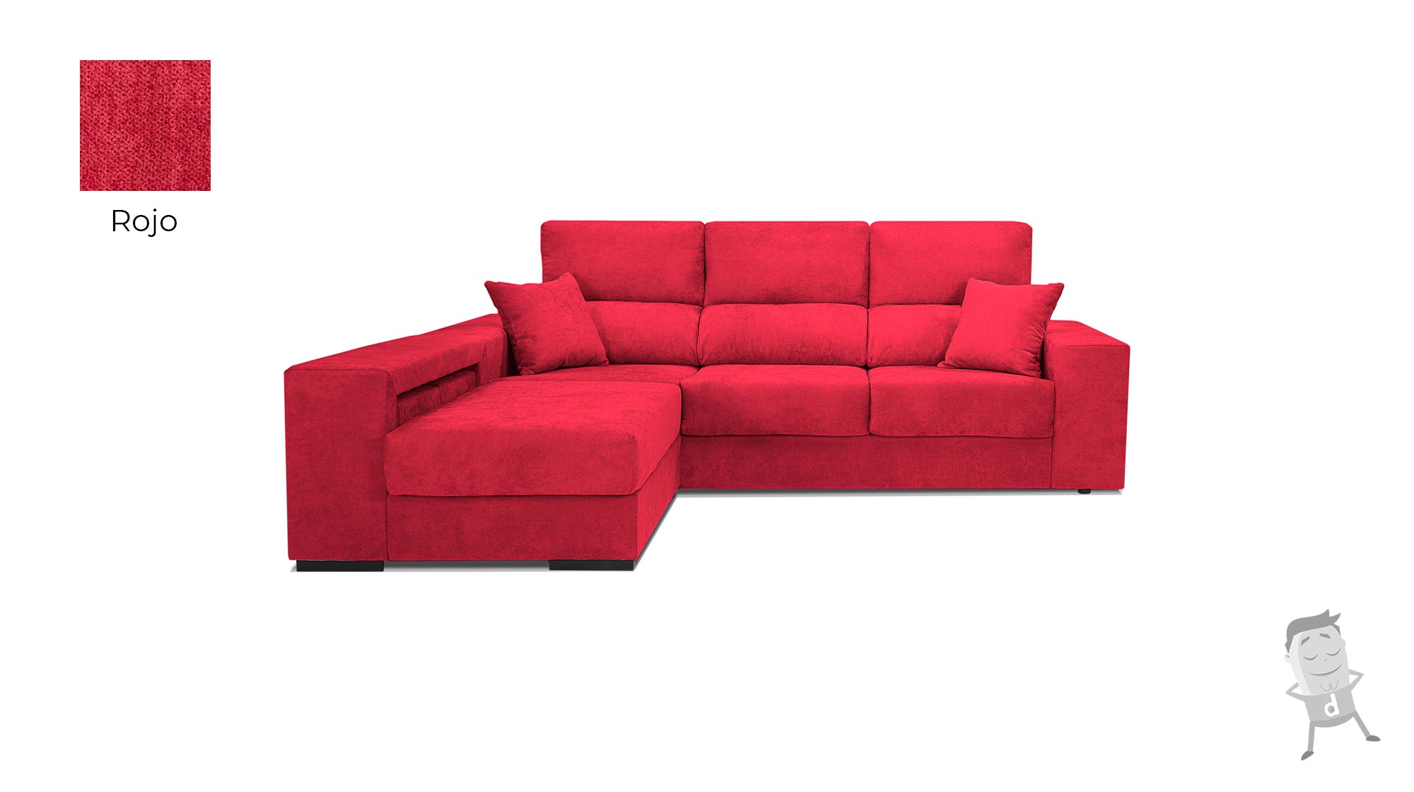 Sofa Chaise-longue-Hades-Rojo