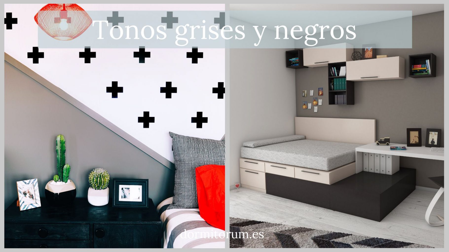 colores para habitación juvenil: tonos grises y negros