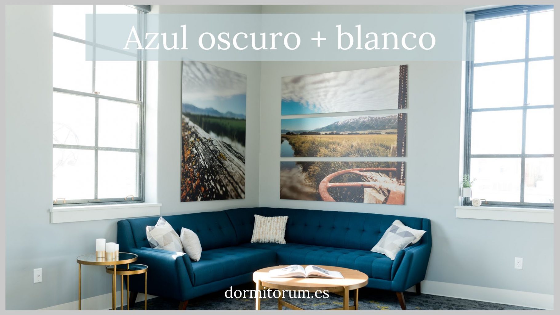 combinar sofá azul oscuro + blanco