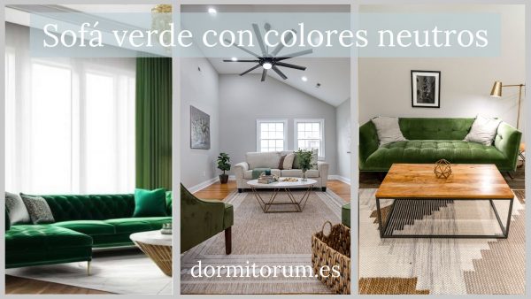 sofá verde con colores neutros