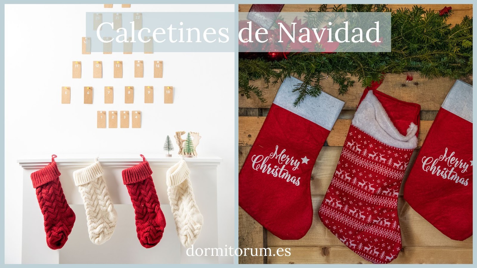 calcetines en salón navideño