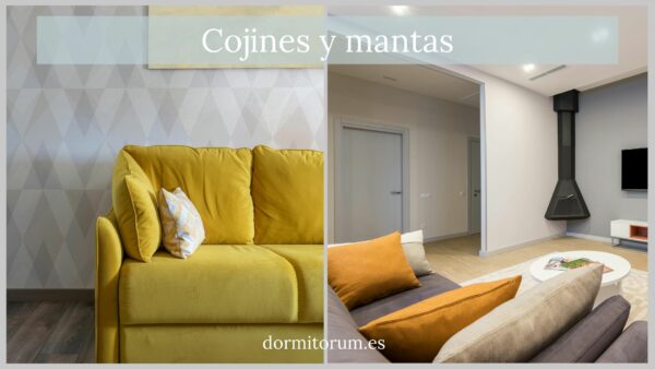 cojines y mantas -decoracion salon con sofa mostaza