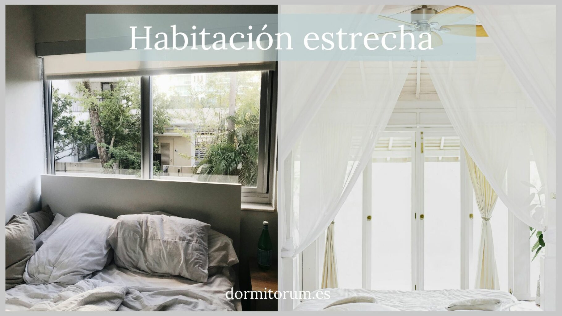dormitorio con ventana en el cabecero - Habitación estrecha y pequeña