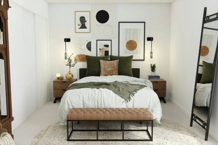 Dormitorio decorado con cojines