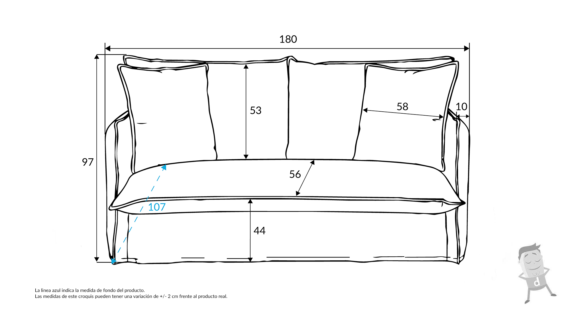 Medidas Detalladas Sofá cama Vela